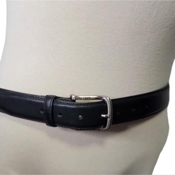 Tommy Hilfiger black men's belt size 38 silver buckle 1 2/8 " NWT - Picture 3 of 7